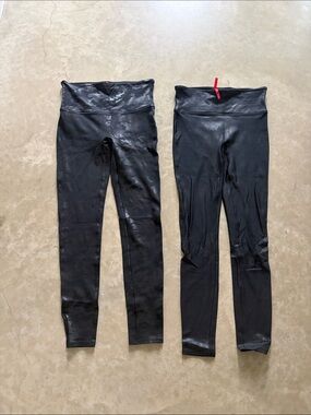 SPANX Black/Camo High-Waist Leggings Pair - Shiny Finish